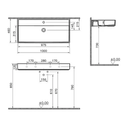 Vitra ArchiPlan 100x46 Cm Mat Terra Rosa Lavabo 7417B077-0001 Hemen Al