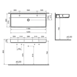 Vitra ArchiPlan 120x46 Cm Lavabo 7418B003-0001 Hemen Al