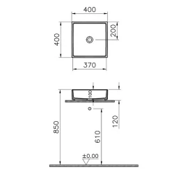 Vitra ArchiPlan 40x40 Cm Kare Çanak Lavabo 7440B003-0016