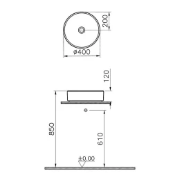 Vitra ArchiPlan 40x40 Cm Yuvarlak Mat Taş Gri Çanak Lavabo 7439B076-0016