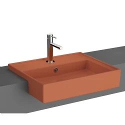 Vitra ArchiPlan 55x46 Cm Mat Terra Rosa Yarım Tezgah Lavabo 7412B077-0001