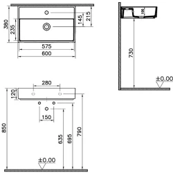 Vitra ArchiPlan 60x38 Cm Lavabo 7401B003-0001