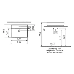 Vitra ArchiPlan 60x46 Cm Mat Taş Gri Lavabo 7414B076-0631 Hemen Al