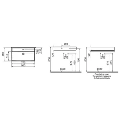 Vitra ArchiPlan 80x46 Cm Mat Taş Gri Lavabo 7415B076-0041