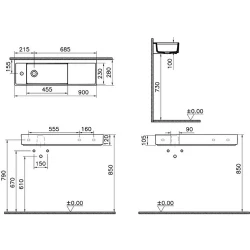 Vitra ArchiPlan 90x28 Cm Lavabo 7409B003-0052