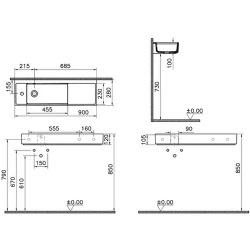 Vitra ArchiPlan 90x28 Cm Mat Terra Rosa Lavabo 7409B077-0028