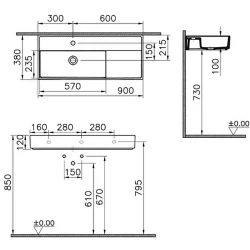 Vitra ArchiPlan 90x38 Cm Mat Terra Rosa Ayaklı Lavabo 7402B077-6277