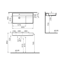 Vitra ArchiPlan 90x46 Cm Mat Taş Gri Lavabo 7416B076-0001 Hemen Al