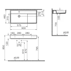 Vitra ArchiPlan 90x46 Cm Mat Taş Gri Lavabo 7416B076-0041 Hemen Al