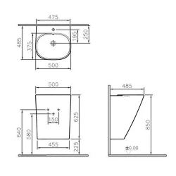 Vitra Frame 50x48 Cm Siyah Yarı Monoblok Lavabo 5798B470-0001