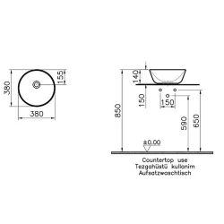 Vitra Geo 40x38 Cm Yuvarlak Mat Beyaz Çanak Lavabo 7421B001-0016