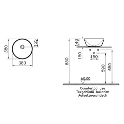 Vitra Geo 40x38 Cm Yuvarlak Mat Siyah Çanak Lavabo 7421B083-0016 Hemen Al