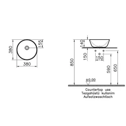 Vitra Geo 40x38 Cm Yuvarlak Siyah Çanak Lavabo 7421B070-0016 Hemen Al