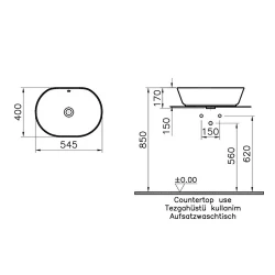 Vitra Geo 55x40 Cm Oval Çanak Lavabo 7427B003-0012