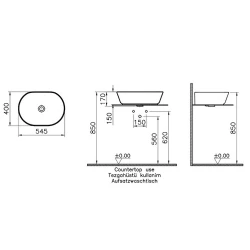 Vitra Geo 55x40 Cm Oval Mat Bej Çanak Lavabo 7427B020-0016