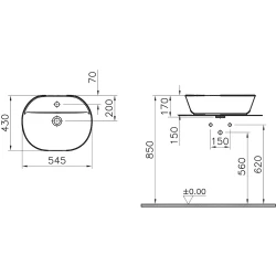 Vitra Geo 55x43 Cm Oval Çanak Lavabo - 7428B003-0001 Hemen Al