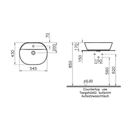 Vitra Geo 55x43 Cm Oval Çanak Lavabo 7428B003-0041 Hemen Al