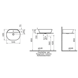 Vitra Geo 55x43 Cm Oval Mat Beyaz Çanak Lavabo 7428B001-0001