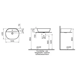 Vitra Geo 55x43 Cm Oval Mat Siyah Çanak Lavabo 7428B083-0001