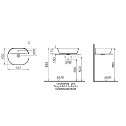 Vitra Geo 55x43 Cm Oval Siyah Çanak Lavabo 7428B070-0041 Hemen Al