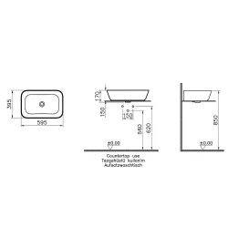 Vitra Geo 60x39 Cm Dikdörtgen Siyah Çanak Lavabo 7425B070-0016