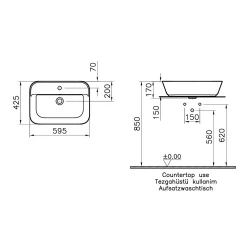 Vitra Geo 60x43 Cm Dikdörtgen Çanak Lavabo 7426B003-0001 Hemen Al