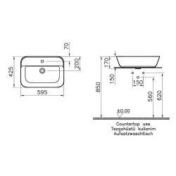 Vitra Geo 60x43 Cm Dikdörtgen Çanak Lavabo 7426B003-0041