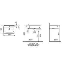 Vitra Geo 60x43 Cm Dikdörtgen Mat Bej Çanak Lavabo 7426B020-0041