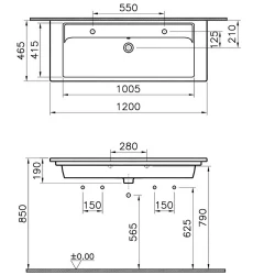 Vitra Integra 120x47 Cm Etajerli Lavabo 7058B003-1474 Hemen Al