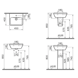 Vitra Integra 45x40 Cm Dikdörtgen Lavabo 7047L003-0001 Hemen Al