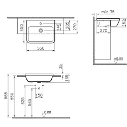 Vitra Integra 55x45 Cm Dikdörtgen Yarım Tezgah Lavabo 7069B003-0001 Hemen Al