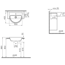 Vitra Integra 55x45 Cm Yuvarlak Yarım Tezgah Lavabo 7337B003-0001