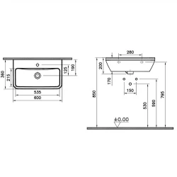 Vitra Integra 60x36 Cm Dikdörtgen Lavabo 7088L003-0001 Hemen Al