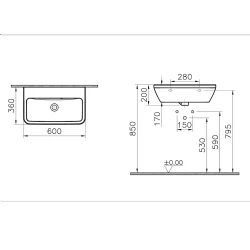 Vitra Integra 60x36 Cm Dikdörtgen Lavabo 7088L003-0012