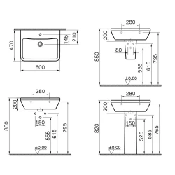 Vitra Integra 60x47 Cm Dikdörtgen Lavabo 7050L003-0001 Hemen Al