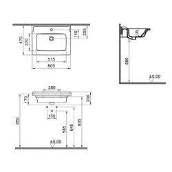 Vitra Integra Classic 80x46 Cm Etajerli Lavabo 7001B003-0001