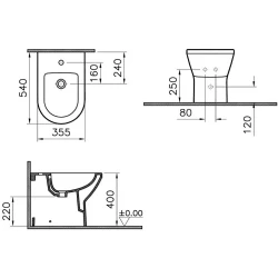 Vitra Integra Round 54 Cm Duvara Sıfır Mat Siyah Yerden Bide 7039B083-0288