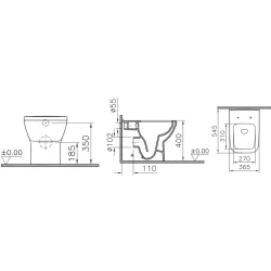 Vitra Integra Square Mat Siyah Rim-ex Kanalsız Duvara Tam Dayalı Yerden Klozet - 7085B083-0088