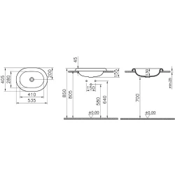 Vitra Liquid 53x40 Cm Oval Kompakt Tezgahüstü Lavabo - 7300B403-0016