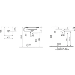 Vitra Metropole 40 Cm Kare Mat Taş Gri Tezgahaltı Lavabo - 7533B076-1082