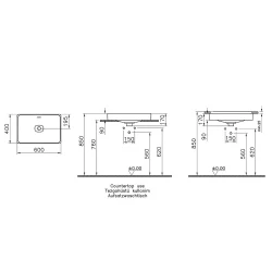 Vitra Metropole 60x40 Cm Dikdörtgen Mat Bej Tezgahaltı Lavabo 7535B020-1082