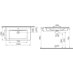 Vitra Metropole 100x53 Cm Mat Siyah Etajerli Lavabo 7539B083-0001