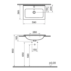 Vitra Mia 60x40 Cm Etajerli Lavabo 7461L003-0002