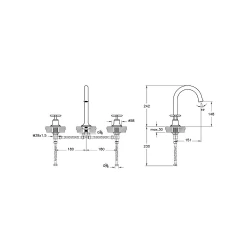 Vitra Origin Classic 3 Delikli Soft Bakır Lavabo Bataryası A4289129