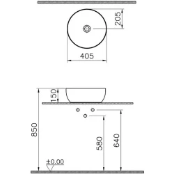 Vitra Outline Recycled 41 Cm Yuvarlak Mat Bej Çanak Lavabo - 7992B066-0016