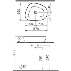 Vitra Outline Recycled 57x45 Cm Tv Şekilli Mat Bej Çanak Lavabo - 7991B066-0016