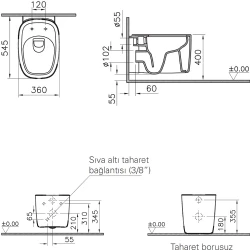 Vitra Plural Mat Bej Rim-ex Kanalsız Asma Klozet - 7830B420-0090