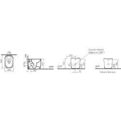 Vitra Plural Rim-ex Kanalsız Duvara Tam Dayalı Yerden Klozet - 7815B403-0090