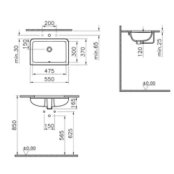 Vitra S20 55x37 Cm Dikdörtgen Tezgahaltı Lavabo 7475B003-0618