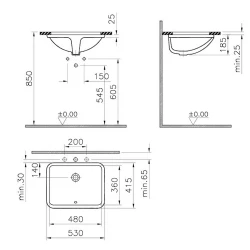 Vitra S20 55x42 Cm Dikdörtgen Tezgahaltı Lavabo 5339B003-0012 Hemen Al